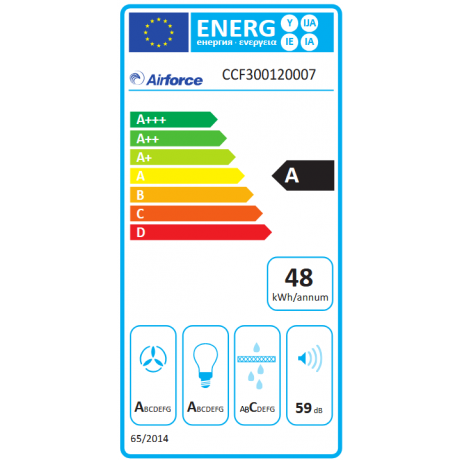 AIRFORCE F300 BL/A/120 120cm Μαύρο Απορροφητήρας Εντοιχιζόμενος Τζάκι